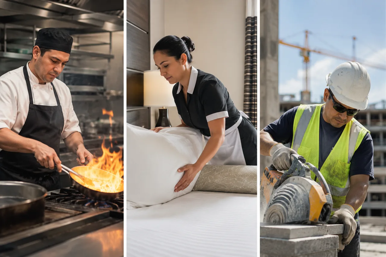 Profissões que patrocinam: cozinha, hotelaria e construção